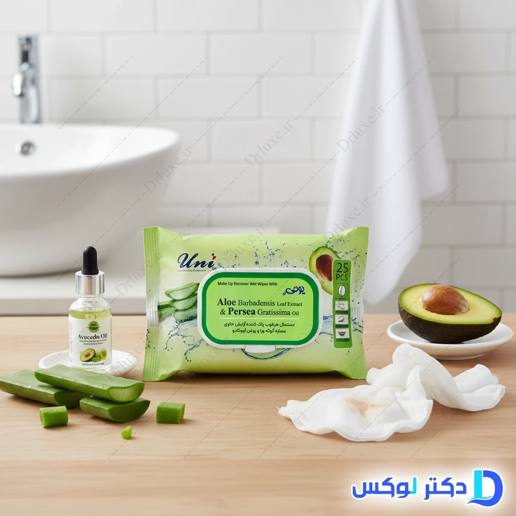 دستمال مرطوب آرایشی یونی‌ لد حاوی عصاره آلوئه ورا و روغن آووکادو 25 عدد